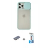 MARSİLYAN™- iPhone 12 Pro Max Kılıf Vadi Çizgi - Siyah 5D Eko Cam Ekran Koruyucu + Renkli Kamera Lens Koruma Cam - SI