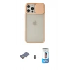 MARSİLYAN™- iPhone 12 Pro Max Kılıf Vadi Çizgi - Siyah 5D Eko Cam Ekran Koruyucu + Renkli Kamera Lens Koruma Cam - SI