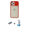 MARSİLYAN™- iPhone 12 Pro Max Kılıf Vadi Çizgi - Siyah 5D Eko Cam Ekran Koruyucu + Renkli Kamera Lens Koruma Cam - SI