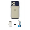 MARSİLYAN™- iPhone 12 Pro Max Kılıf Vadi Çizgi - Siyah 5D Eko Cam Ekran Koruyucu + Shine Kamera Lens - GD