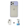 MARSİLYAN™- iPhone 12 Pro Max Kılıf Vadi Çizgi - Siyah 5D Eko Cam Ekran Koruyucu + Shine Kamera Lens - GD