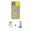 MARSİLYAN™- iPhone 12 Pro Max Kılıf Vadi Çizgi - Siyah 5D Eko Cam Ekran Koruyucu + Shine Kamera Lens - GD