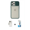 MARSİLYAN™- iPhone 12 Pro Max Kılıf Vadi Çizgi - Siyah 5D Eko Cam Ekran Koruyucu + Shine Kamera Lens - GD