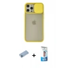 MARSİLYAN™- iPhone 12 Pro Max Kılıf Vadi Çizgi - Siyah 5D Eko Cam Ekran Koruyucu + Shine Kamera Lens Koruma Cam - MI