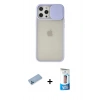 MARSİLYAN™- iPhone 12 Pro Max Kılıf Vadi Çizgi - Siyah 5D Eko Cam Ekran Koruyucu + Shine Kamera Lens Koruma Cam - MI