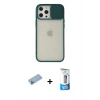 MARSİLYAN™- iPhone 12 Pro Max Kılıf Vadi Çizgi - Siyah 5D Eko Cam Ekran Koruyucu + Shine Kamera Lens Koruma Cam - MI