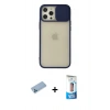 MARSİLYAN™- iPhone 12 Pro Max Kılıf Vadi Çizgi - Siyah 5D Eko Cam Ekran Koruyucu + Shine Kamera Lens Koruma Cam - MI