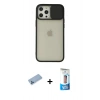 MARSİLYAN™- iPhone 12 Pro Max Kılıf Vadi Çizgi - Siyah 5D Eko Cam Ekran Koruyucu + Shine Kamera Lens Koruma Cam - MI