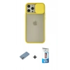 MARSİLYAN™- iPhone 12 Pro Max Kılıf Vadi Çizgi - Siyah 5D Eko Cam Ekran Koruyucu + Shine Kamera Lens Koruma Cam - GS