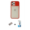 MARSİLYAN™- iPhone 12 Pro Max Kılıf Vadi Çizgi - Siyah 5D Eko Cam Ekran Koruyucu + Sierra Blue Shine Kamera Lens Koruma Cam