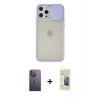 MARSİLYAN™- iPhone 12 Pro Max Kılıf Vadi Çizgi - Siyah 6D Mat Seramik Hayalet Nano Ekran Koruyucu + Neon Fosforlu Kamera Lens - BZ