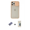 MARSİLYAN™- iPhone 12 Pro Max Kılıf Vadi Çizgi - Siyah 6D Mat Seramik Hayalet Nano Ekran Koruyucu + Gold Metal Kamera Lens Koruma Cam