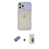 MARSİLYAN™- iPhone 12 Pro Max Kılıf Vadi Çizgi - Siyah 6D Mat Seramik Hayalet Nano Ekran Koruyucu + Gold Metal Kamera Lens Koruma Cam