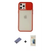 MARSİLYAN™- iPhone 12 Pro Max Kılıf Vadi Çizgi - Siyah 6D Mat Seramik Hayalet Nano Ekran Koruyucu + Gold Metal Kamera Lens Koruma Cam