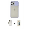 MARSİLYAN™- iPhone 12 Pro Max Kılıf Vadi Çizgi - Siyah 6D Mat Seramik Hayalet Nano Ekran Koruyucu + Shine Kamera Lens - GD