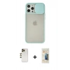 MARSİLYAN™- iPhone 12 Pro Max Kılıf Vadi Çizgi - Siyah 6D Mat Seramik Hayalet Nano Ekran Koruyucu + Shine Kamera Lens - GD