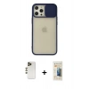MARSİLYAN™- iPhone 12 Pro Max Kılıf Vadi Çizgi - Siyah 6D Mat Seramik Hayalet Nano Ekran Koruyucu + Shine Kamera Lens - GD
