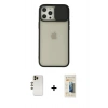 MARSİLYAN™- iPhone 12 Pro Max Kılıf Vadi Çizgi - Siyah 6D Mat Seramik Hayalet Nano Ekran Koruyucu + Shine Kamera Lens - GD
