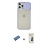 MARSİLYAN™- iPhone 12 Pro Max Kılıf Vadi Çizgi - Siyah 6D Mat Seramik Hayalet Nano Ekran Koruyucu + Gold Shine Kamera Lens Koruma Cam