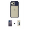 MARSİLYAN™- iPhone 12 Pro Max Kılıf Vadi Çizgi - Siyah 6D Mat Seramik Hayalet Nano Ekran Koruyucu + Neon Fosforlu Kamera Lens - MI