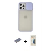 MARSİLYAN™- iPhone 12 Pro Max Kılıf Vadi Çizgi - Siyah 6D Mat Seramik Hayalet Nano Ekran Koruyucu + Renkli Kamera Lens Koruma Cam - SI