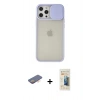 MARSİLYAN™- iPhone 12 Pro Max Kılıf Vadi Çizgi - Siyah 6D Mat Seramik Hayalet Nano Ekran Koruyucu + Renkli Kamera Lens Koruma Cam - TU