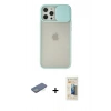 MARSİLYAN™- iPhone 12 Pro Max Kılıf Vadi Çizgi - Siyah 6D Mat Seramik Hayalet Nano Ekran Koruyucu + Renkli Kamera Lens Koruma Cam - YL