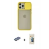 MARSİLYAN™- iPhone 12 Pro Max Kılıf Vadi Çizgi - Siyah 6D Mat Seramik Hayalet Nano Ekran Koruyucu + Renkli Kamera Lens Koruma Cam - YL