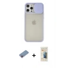 MARSİLYAN™- iPhone 12 Pro Max Kılıf Vadi Çizgi - Siyah 6D Mat Seramik Hayalet Nano Ekran Koruyucu + Shine Kamera Lens Koruma Cam - PE