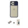 MARSİLYAN™- iPhone 12 Pro Max Kılıf Vadi Çizgi - Siyah 6D Mat Seramik Hayalet Nano Ekran Koruyucu + Shine Kamera Lens Koruma Cam - SABE