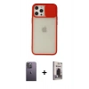 MARSİLYAN™- iPhone 12 Pro Max Kılıf Vadi Çizgi - Siyah Bilvis Hayalet Cam Ekran Koruyucu + Neon Fosforlu Kamera Lens - BZ