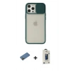 MARSİLYAN™- iPhone 12 Pro Max Kılıf Vadi Çizgi - Siyah Bilvis Hayalet Cam Ekran Koruyucu + Shine Kamera Lens Koruma Cam - GD