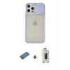 MARSİLYAN™- iPhone 12 Pro Max Kılıf Vadi Çizgi - Siyah Bilvis Hayalet Cam Ekran Koruyucu + Shine Kamera Lens Koruma Cam - GD
