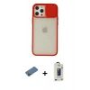 MARSİLYAN™- iPhone 12 Pro Max Kılıf Vadi Çizgi - Siyah Bilvis Hayalet Cam Ekran Koruyucu + Shine Kamera Lens Koruma Cam - GD