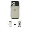 MARSİLYAN™- iPhone 12 Pro Max Kılıf Vadi Çizgi - Siyah Bilvis Hayalet Cam Ekran Koruyucu + Shine Kamera Lens - GD