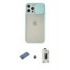 MARSİLYAN™- iPhone 12 Pro Max Kılıf Vadi Çizgi - Siyah Bilvis Hayalet Cam Ekran Koruyucu + Shine Kamera Lens Koruma Cam - GD