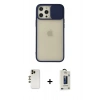 MARSİLYAN™- iPhone 12 Pro Max Kılıf Vadi Çizgi - Siyah Bilvis Hayalet Cam Ekran Koruyucu + Shine Kamera Lens - GD