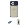 MARSİLYAN™- iPhone 12 Pro Max Kılıf Vadi Çizgi - Siyah Bilvis Hayalet Cam Ekran Koruyucu + Shine Kamera Lens Koruma Cam - GD