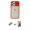 MARSİLYAN™- iPhone 12 Pro Max Kılıf Vadi Çizgi - Siyah Bilvis Hayalet Cam Ekran Koruyucu + Shine Kamera Lens Koruma Cam - GS