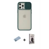 MARSİLYAN™- iPhone 12 Pro Max Kılıf Vadi Çizgi - Siyah Bilvis Hayalet Cam Ekran Koruyucu + Shine Kamera Lens Koruma Cam - MI