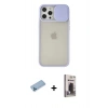 MARSİLYAN™- iPhone 12 Pro Max Kılıf Vadi Çizgi - Siyah Bilvis Hayalet Cam Ekran Koruyucu + Shine Kamera Lens Koruma Cam - MI