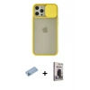 MARSİLYAN™- iPhone 12 Pro Max Kılıf Vadi Çizgi - Siyah Bilvis Hayalet Cam Ekran Koruyucu + Shine Kamera Lens Koruma Cam - MI