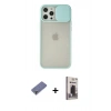 MARSİLYAN™- iPhone 12 Pro Max Kılıf Vadi Çizgi - Siyah Bilvis Hayalet Cam Ekran Koruyucu + Metal Kamera Lens Koruma Cam - GD