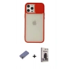 MARSİLYAN™- iPhone 12 Pro Max Kılıf Vadi Çizgi - Siyah Bilvis Hayalet Cam Ekran Koruyucu + Metal Kamera Lens Koruma Cam - GD
