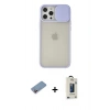 MARSİLYAN™- iPhone 12 Pro Max Kılıf Vadi Çizgi - Siyah Bilvis Hayalet Cam Ekran Koruyucu + Pembe Shine Kamera Lens Koruma Cam
