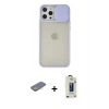 MARSİLYAN™- iPhone 12 Pro Max Kılıf Vadi Çizgi - Siyah Bilvis Hayalet Cam Ekran Koruyucu + Renkli Kamera Lens Koruma Cam - SI