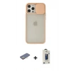 MARSİLYAN™- iPhone 12 Pro Max Kılıf Vadi Çizgi - Siyah Bilvis Hayalet Cam Ekran Koruyucu + Renkli Kamera Lens Koruma Cam - SI