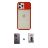 MARSİLYAN™- iPhone 12 Pro Max Kılıf Vadi Çizgi - Siyah Bilvis Hayalet Cam Ekran Koruyucu + Neon Fosforlu Kamera Lens - SI
