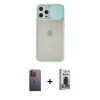 MARSİLYAN™- iPhone 12 Pro Max Kılıf Vadi Çizgi - Siyah Bilvis Hayalet Cam Ekran Koruyucu + Neon Fosforlu Kamera Lens - SI