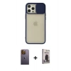 MARSİLYAN™- iPhone 12 Pro Max Kılıf Vadi Çizgi - Siyah Bilvis Hayalet Cam Ekran Koruyucu + Neon Fosforlu Kamera Lens - SI